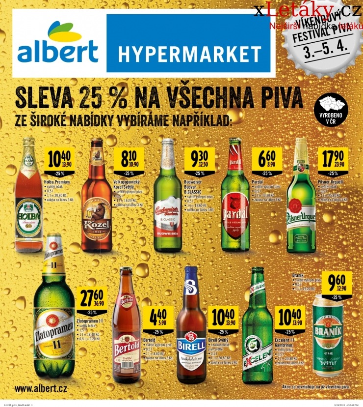 leták Albert Hypermarket - Piva akční leták strana 1