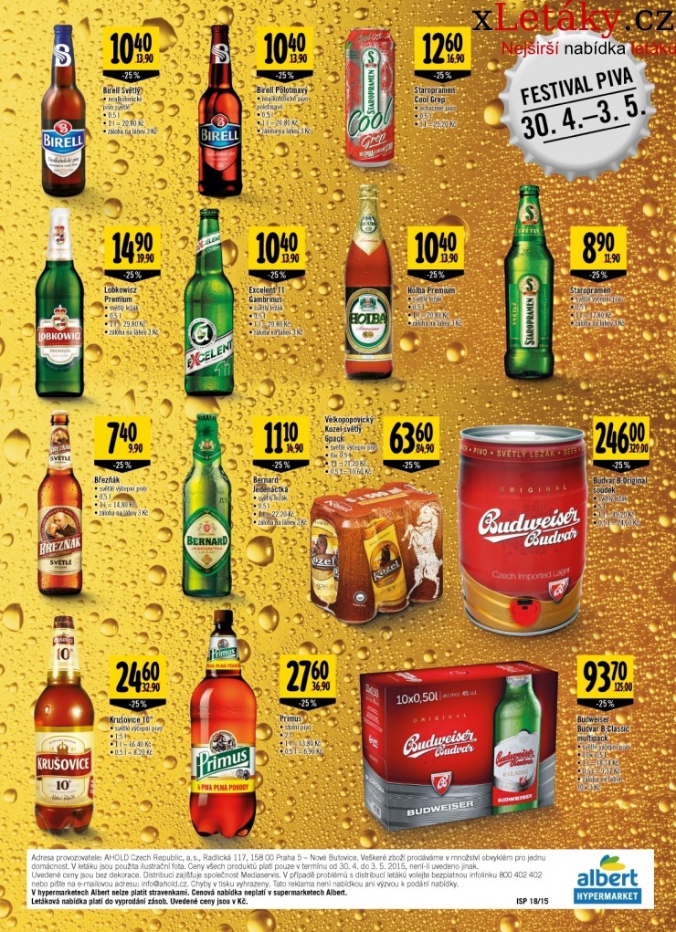 leták Albert Hypermarket - Piva akční leták strana 1 leták Albert Hypermarket - Piva akční leták strana 1