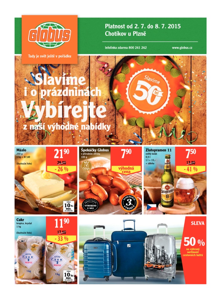 leták Globus Naše noviny od 2.7.2015 strana 1