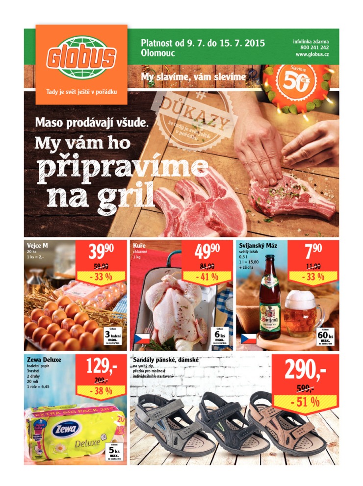 leták Globus Naše noviny od 9.7.2015 strana 1